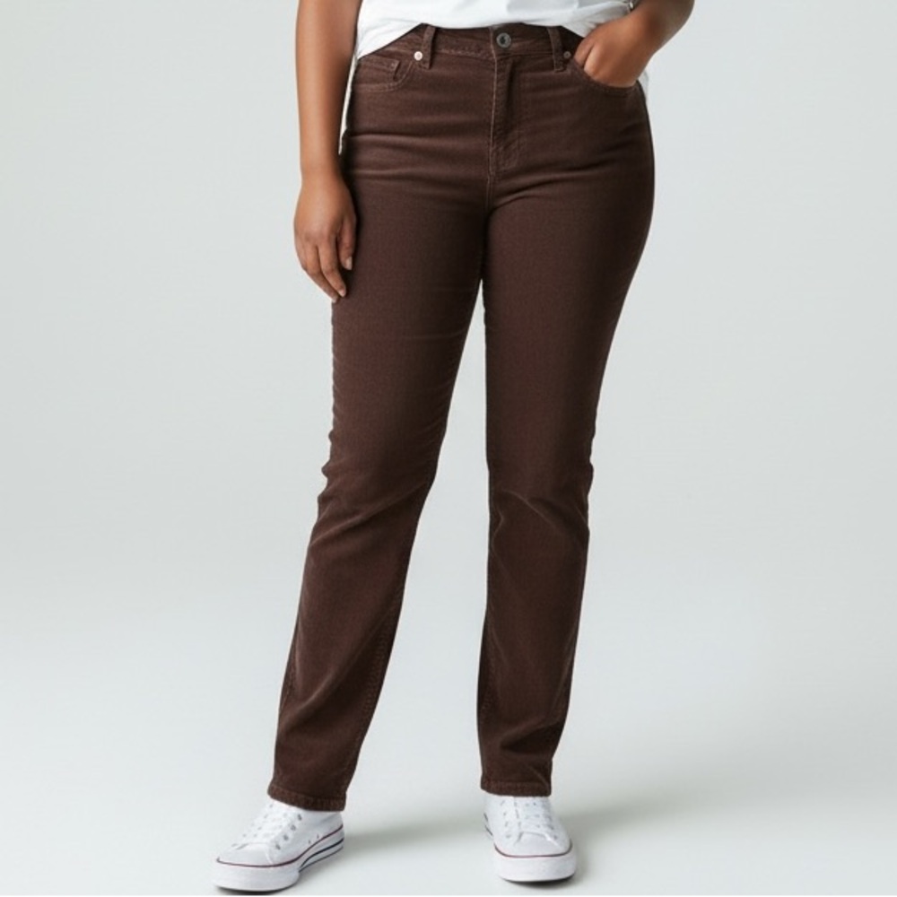 AMERICAN EAGLE | Womens Brown ‘90s Straight Stretch Corduroy Pants size 18 Short